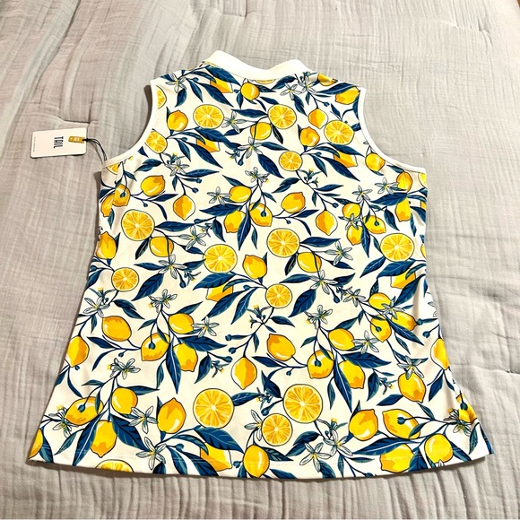 NWT Women’s Tail Activewear Lemon and Blue Leaf Print Tank Top Sz XL - Picture 2 of 8